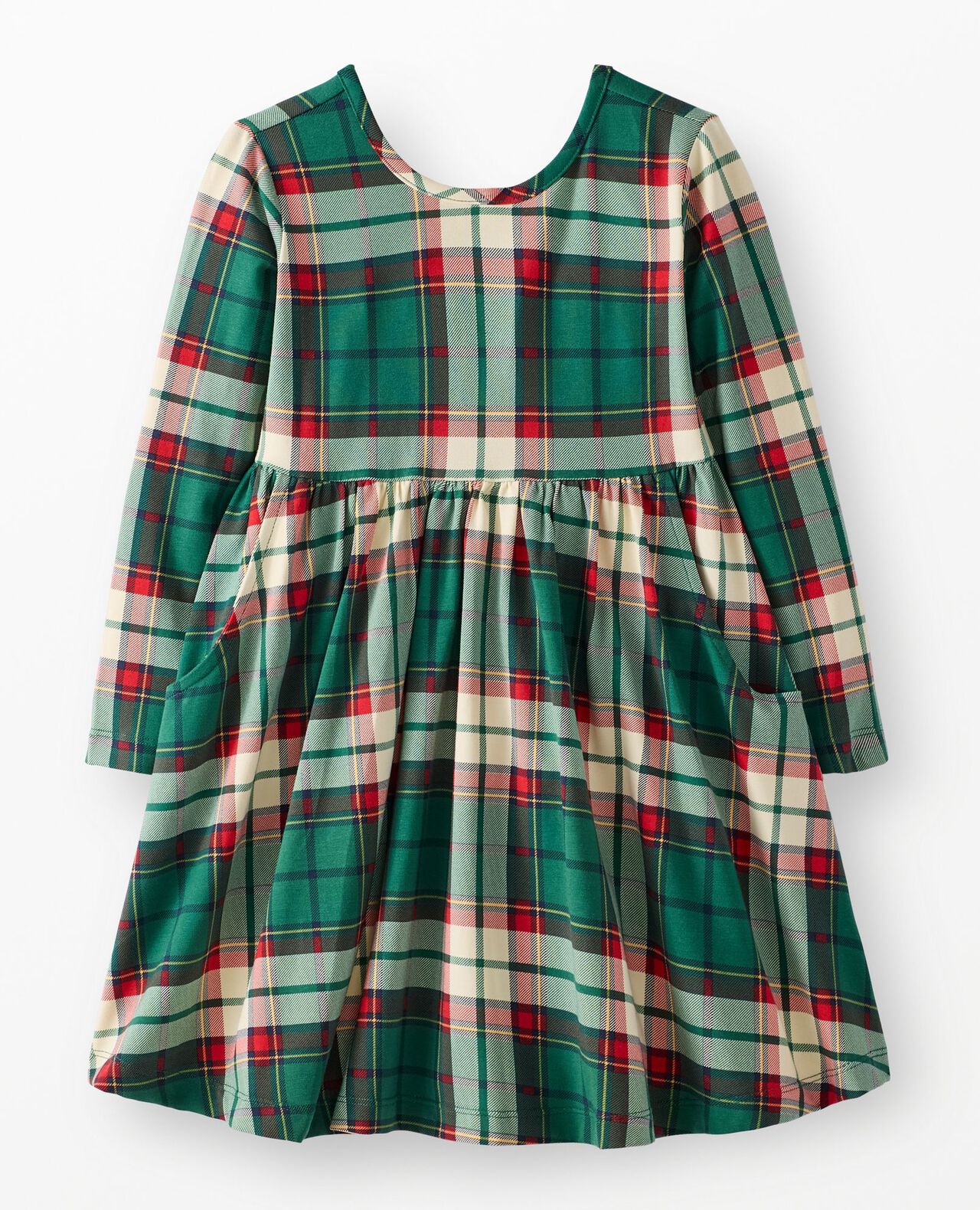 Long Sleeve Plaid Skater Dress with Pockets