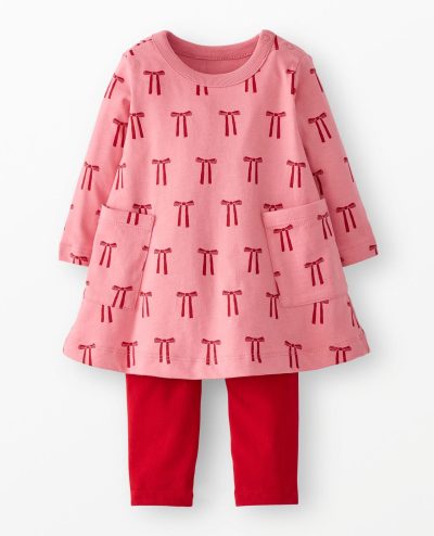 Baby Holiday Long Sleeve Pocket Dress & Leggings Set