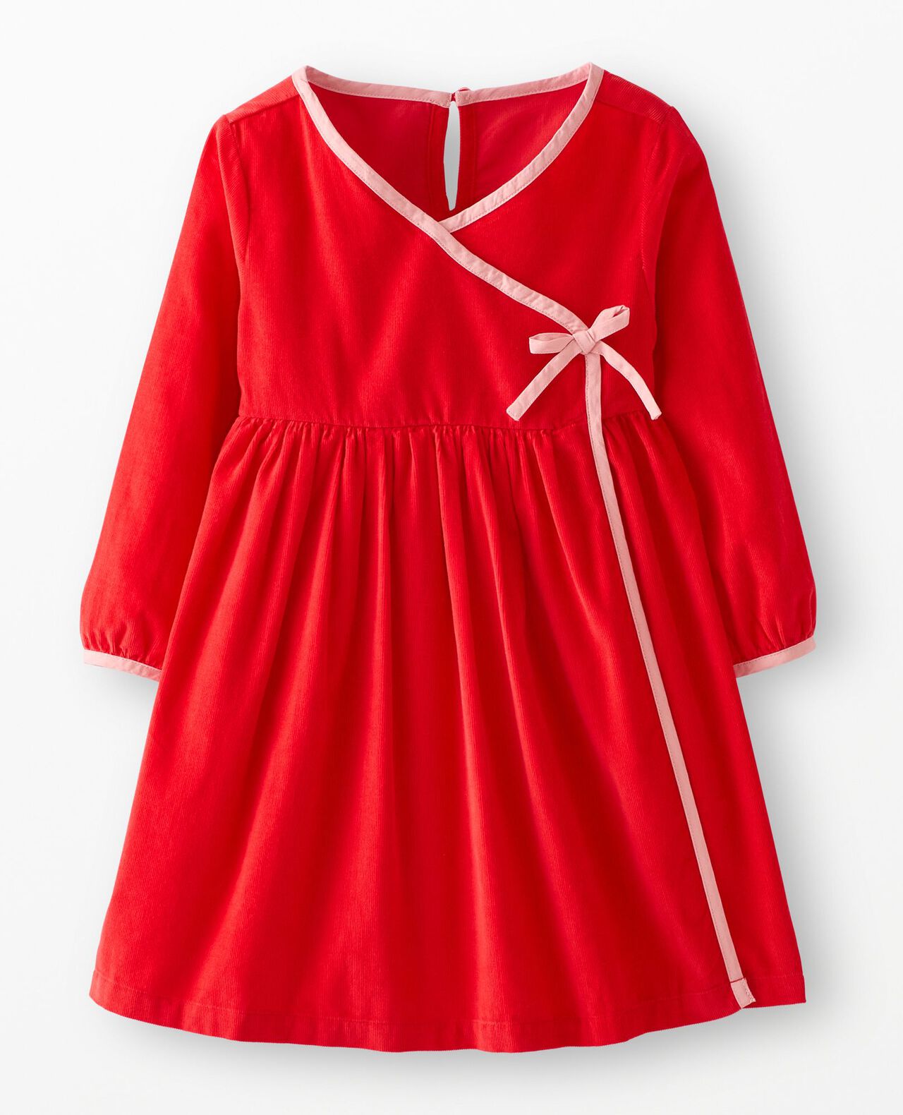 Balloon Sleeve Corduroy Wrap Dress with Pockets