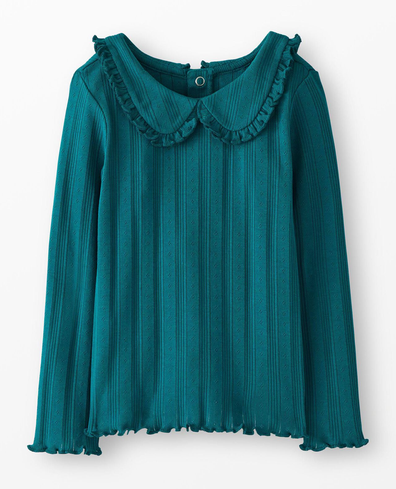 Long Sleeve Pointelle Collared T-Shirt