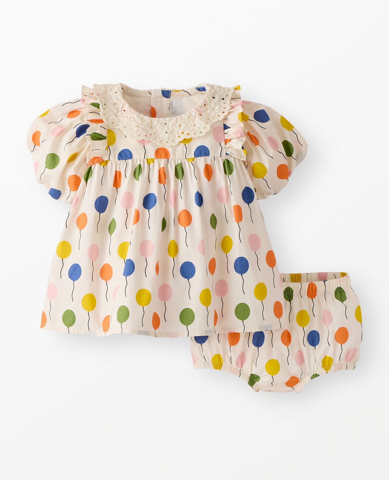 Baby Balloon Sleeve Poplin Dress & Bloomers Set - Image 2