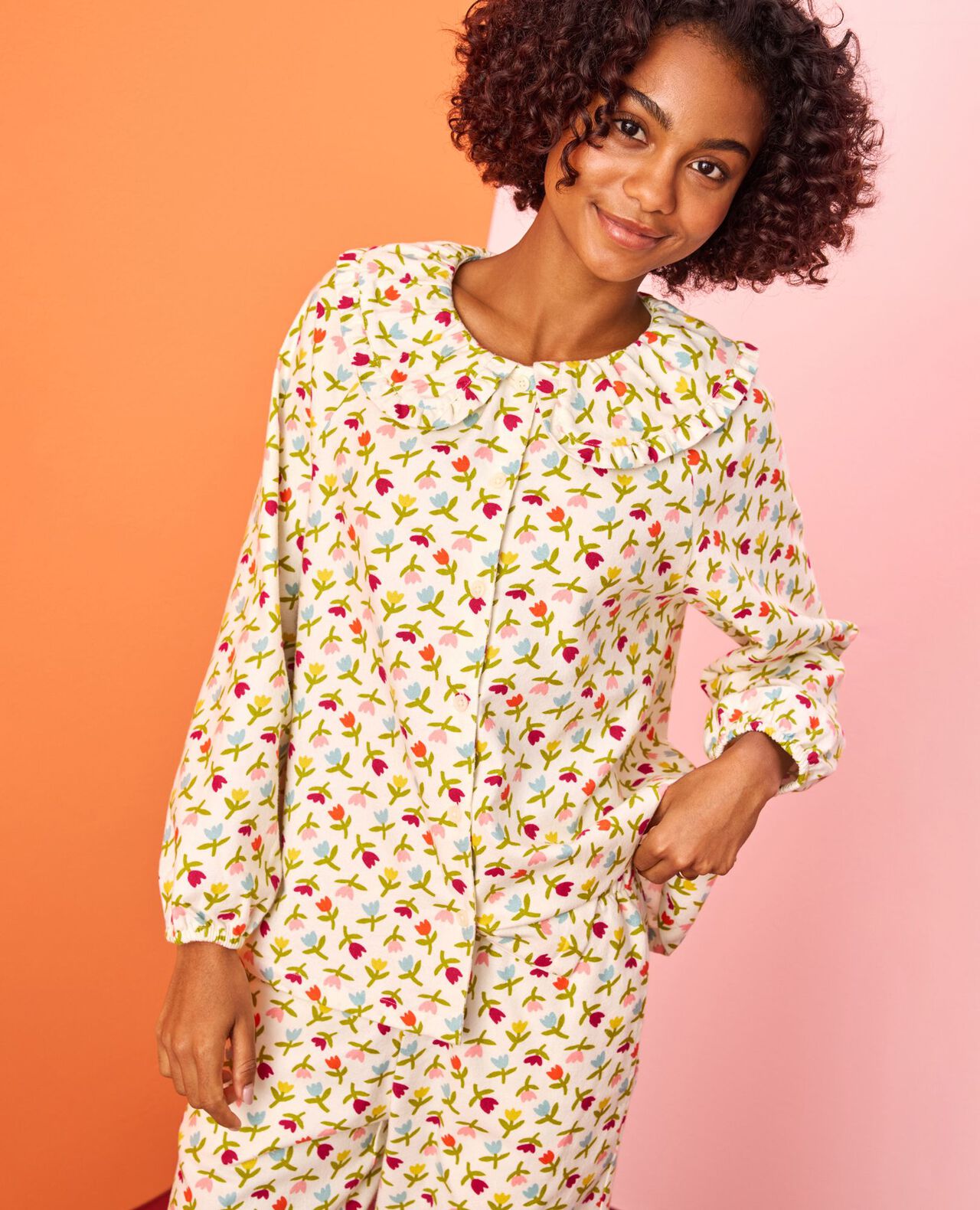 Women's Flannel Ruffle Pajama Set - Image 3