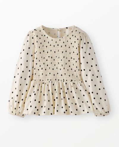 Long Sleeve Smocked Peplum Top